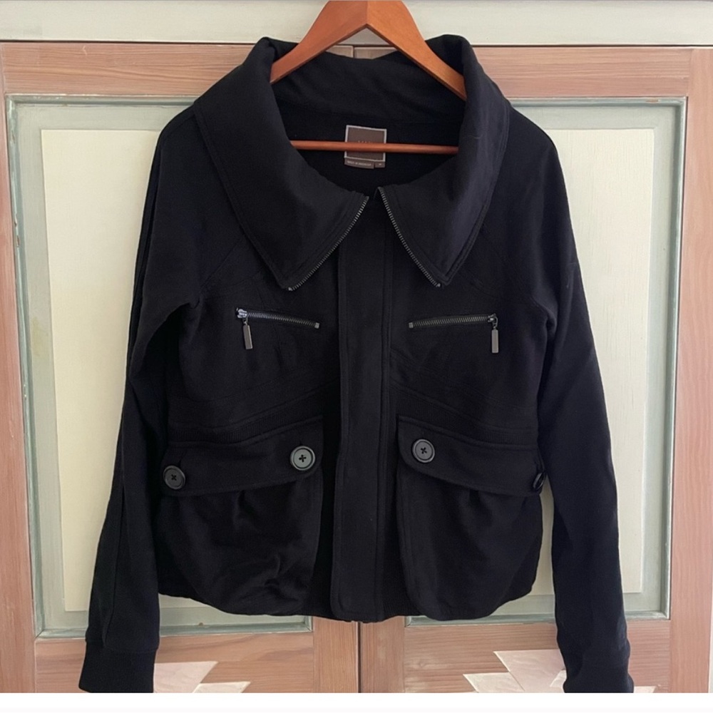 To the Max | Front zip cotton biker jacket. Zip breast pockets. Size Medium